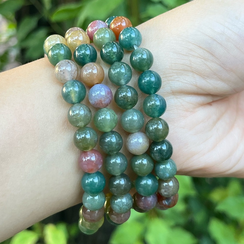 8mm stretchable rainbow moss agate bracelet